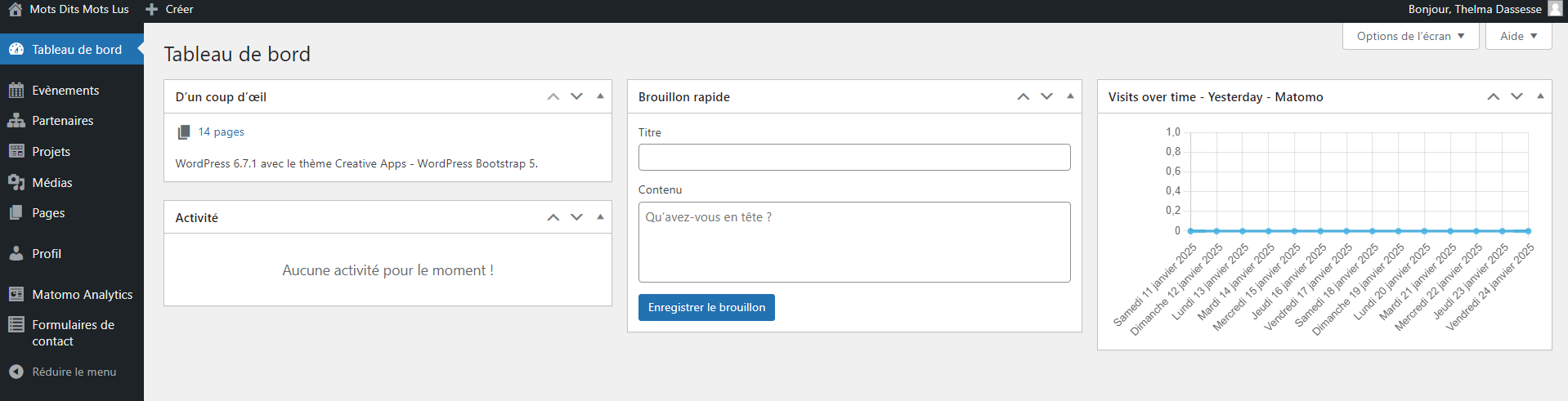 Interface: Tableau de bord Interface: Tableau de bord