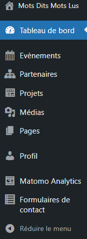 Menus: Listes des menus